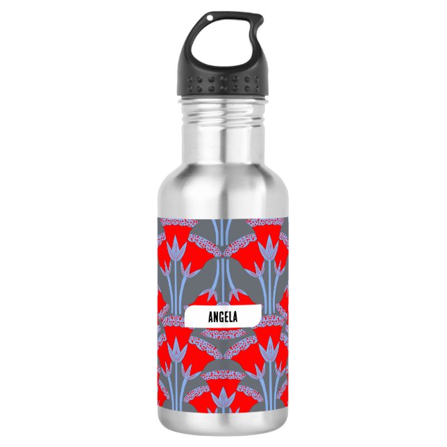 Botella de agua personalizada Red Bellflower (Anverso)