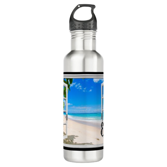 Botella de agua personalizada temática de la playa (Anverso)