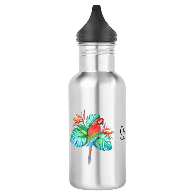 Botella de agua personalizada Tropical Macaw Parro (Izquierda)