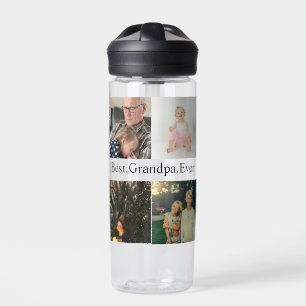 Botella De Agua Personalizado 4 Mejor Abuelo Collage de fotos