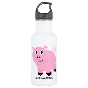 Botella De Agua Personalizado Adorable Personalizado De Cerdo Rosa