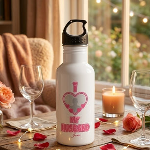 Botella De Agua Personalizado Amo a mi esposo – Agregar foto y nom