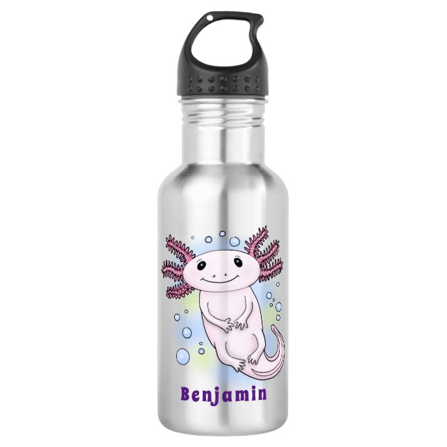 Botella De Agua Personalizado axolotópico rosa adorable (Anverso)
