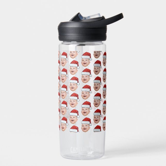 Botella De Agua Personalizado Baby Face Foto Santa Hat Navidades (Izquierdo)