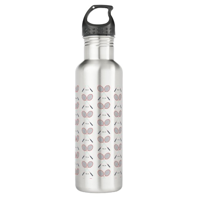 Botella De Agua Personalizado Badminton Monograma Acero inoxidable (Anverso)