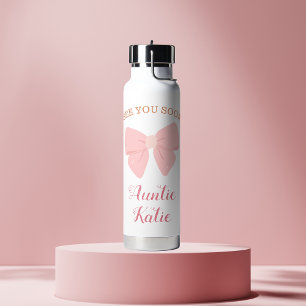 Botella De Agua Personalizado Bebé Nombre Bow Rosa