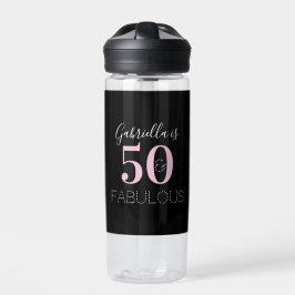 Botella De Agua Personalizado Black Pink 50th Birthday Party Favor