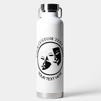 Botella De Agua Personalizado blanco negro de tragedia de comedia