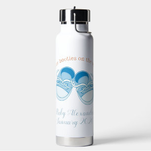 Botella De Agua Personalizado Blue Booties Baby Boy