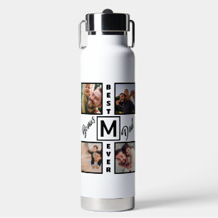 Botella De Agua Personalizado Bono moderno papá Stepdad 4 Collage