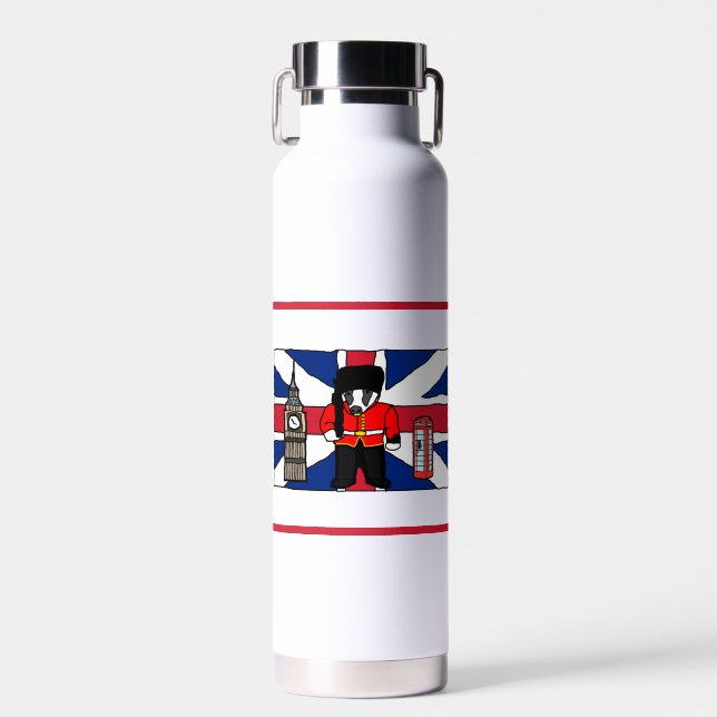 Botella De Agua Personalizado británico de Badger con Big Ben y Ba (Delantero)