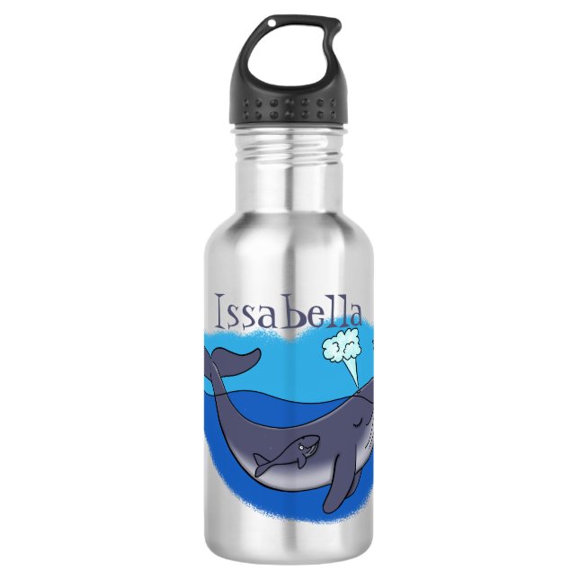 Botella De Agua Personalizado caprichoso de ballenas y terneros (Anverso)