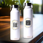 Botella De Agua Personalizado Código QR Logotipo comercial Sitio w<br><div class="desc">Sube un código QR o logotipo para cada lado, personalizar el texto y crea fácilmente tu botella de agua personalizada. Haga clic en EDIT para cambiar el color del texto o el tamaño del texto. Puede TRANSFERIR este DISEÑO a otros productos de Zazzle y ajustarlo para que se ajuste a...</div>