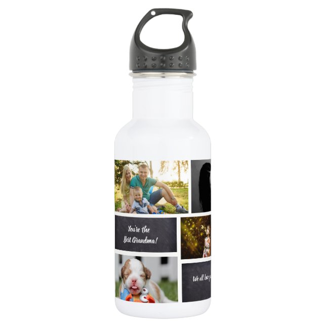 Botella De Agua Personalizado, Collage de fotos, Personalizado (Anverso)