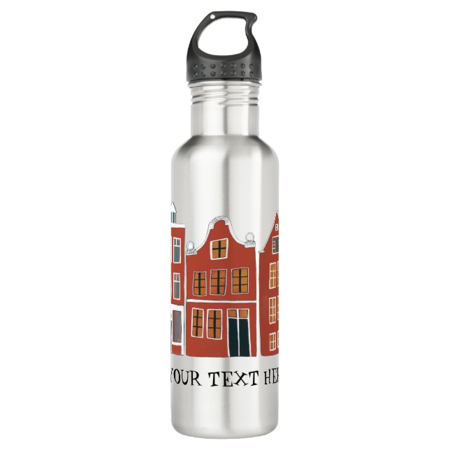 Botella De Agua PERSONALIZADO Cute Casas Holandesas Ámsterdam Hola (Anverso)