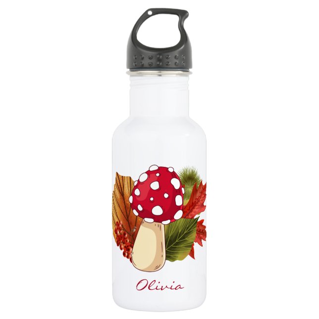 Botella De Agua Personalizado Cute Mushroom Otoño Hojas de otoño (Anverso)