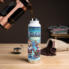 Botella De Agua Personalizado Cute Santa y Navidades de renos