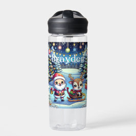 Botella De Agua Personalizado Cute Santa y Navidades de renos