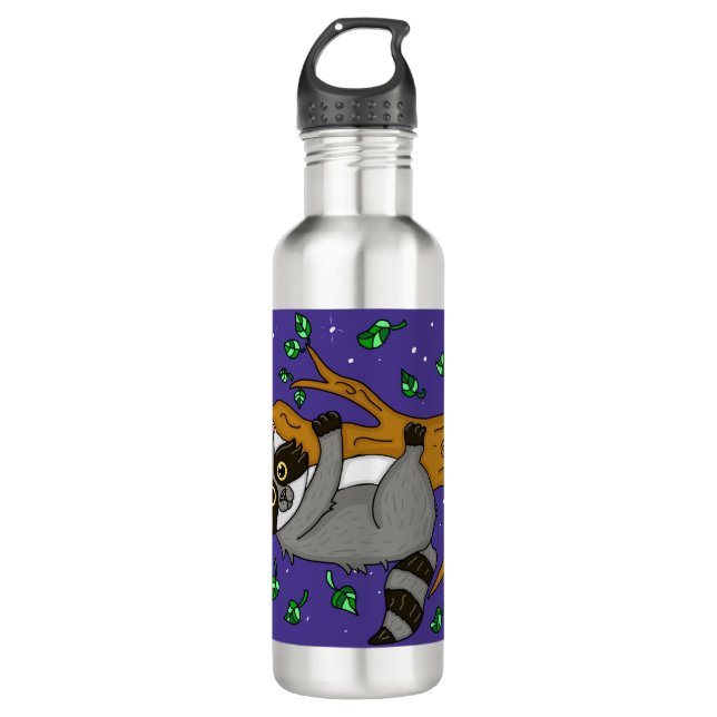 Botella De Agua Personalizado Cute Whimsical Raccoon (Anverso)