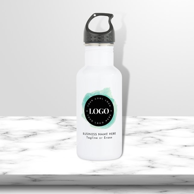 Botella De Agua Personalizado de acuarela verde Empresa logotipo T (Subido por el creador)