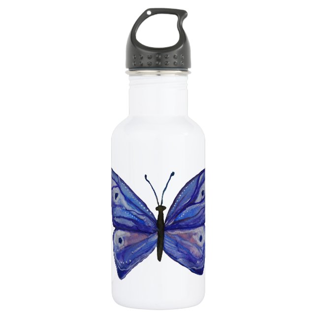 Botella De Agua Personalizado de agua de mariposa azul Botella de  (Anverso)