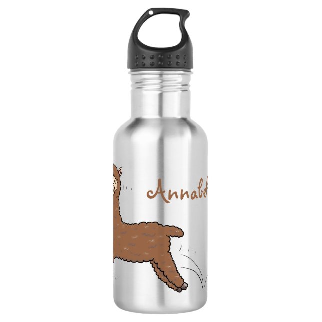 Botella De Agua Personalizado de alpaca marrón feliz (Anverso)