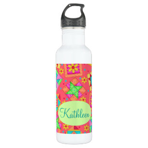Botella De Agua Personalizado de arte de bloques de trabajo de cor