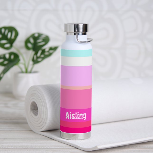 Botella De Agua Personalizado de bandas rosadas calientes (Yoga (girado))