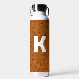 Botella De Agua Personalizado de Boho Rustic Textured Wood brown