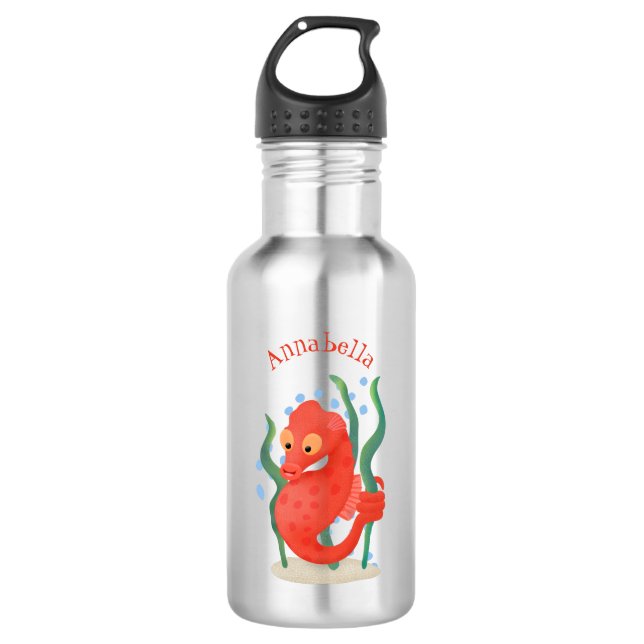 Botella De Agua Personalizado de caballitos de mar de pepino (Anverso)