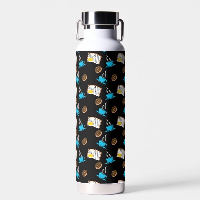Botella De Agua Personalizado de Café y Donut para Libros (Delantero)