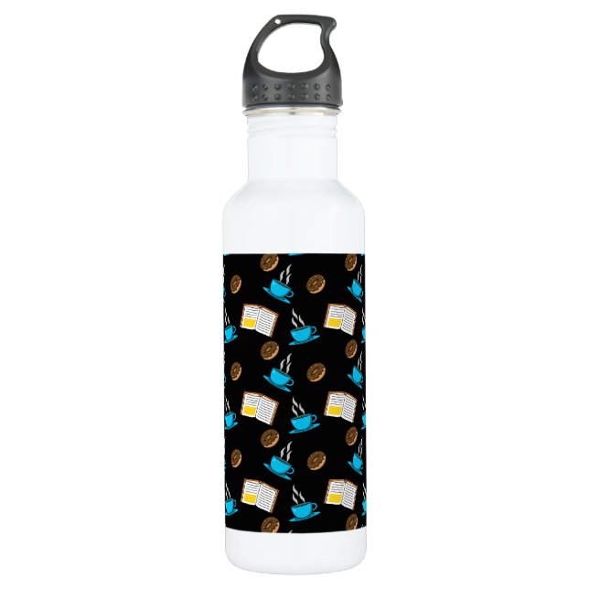 Botella De Agua Personalizado de Café y Donut para Libros (Anverso)