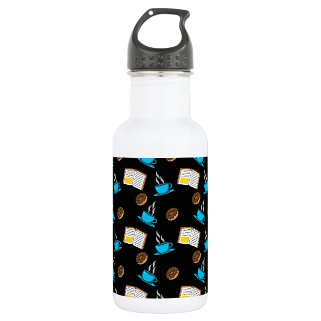 Botella De Agua Personalizado de Café y Donut para Libros (Anverso)