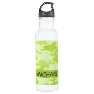 Botella De Agua Personalizado de camuflaje de Lime Green Camo