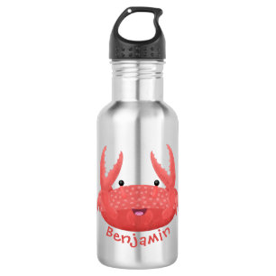 Botella De Agua Personalizado de cangrejo rojo lindo ilustracion