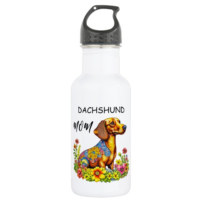 Botella De Agua Personalizado de Cute AI Dachshund Mom (Anverso)