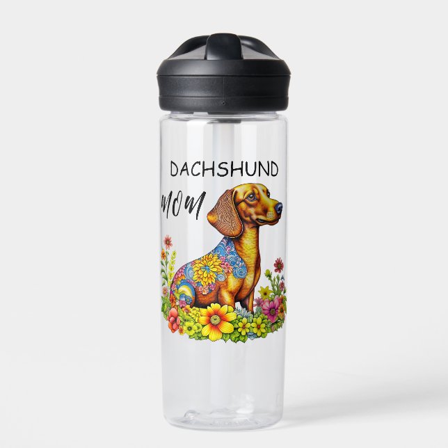 Botella De Agua Personalizado de Cute AI Dachshund Mom (Delante)