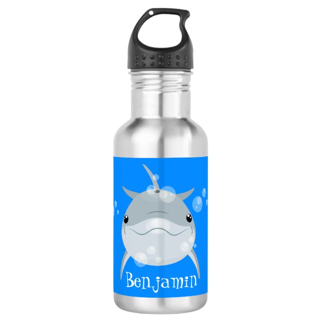 Botella De Agua Personalizado de delfín kawaii feliz (Anverso)