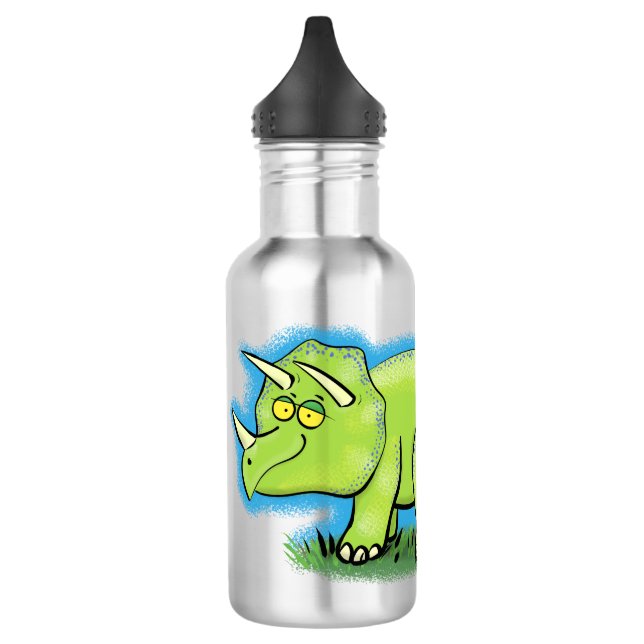 Botella De Agua Personalizado de dinosaurios de triceratops verde  (Izquierda)