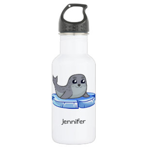 Botella De Agua Personalizado de foca de bebé lindo nombre a los 