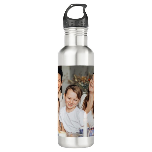 Botella De Agua Personalizado de fotografía familiar personalizada (Anverso)