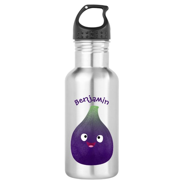 Botella De Agua Personalizado de fruta púrpura feliz (Anverso)