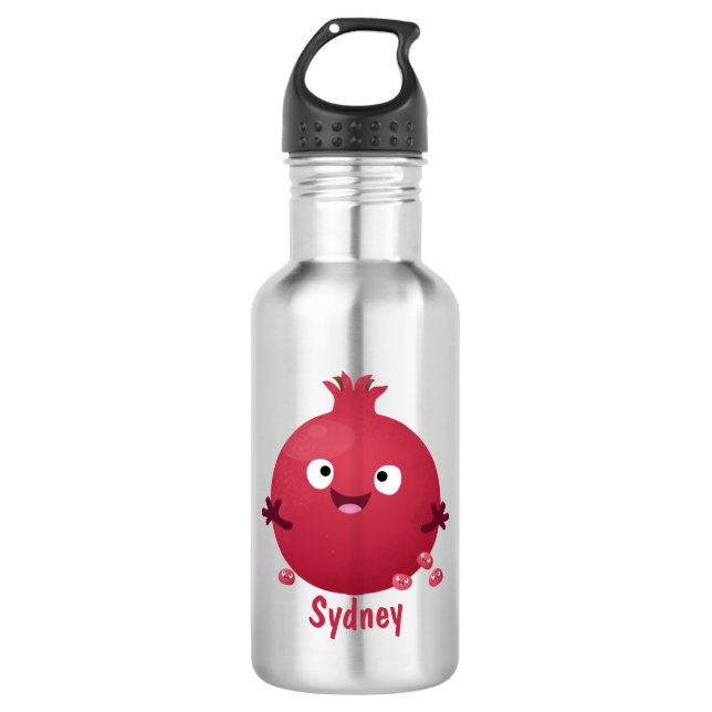Botella De Agua Personalizado de frutas pomegranadas alegres (Anverso)