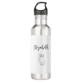 Botella De Agua Personalizado de gato lindo Kitty Dibujando blanco