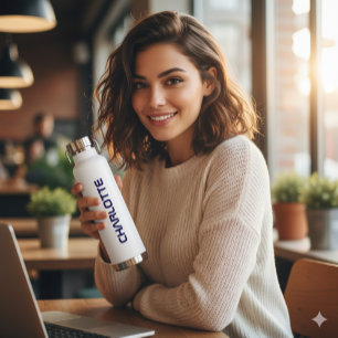 Botella De Agua Personalizado de guiones de nombre negro de moda