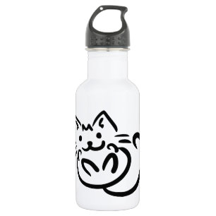 Botella De Agua Personalizado de Ilustracion de gato