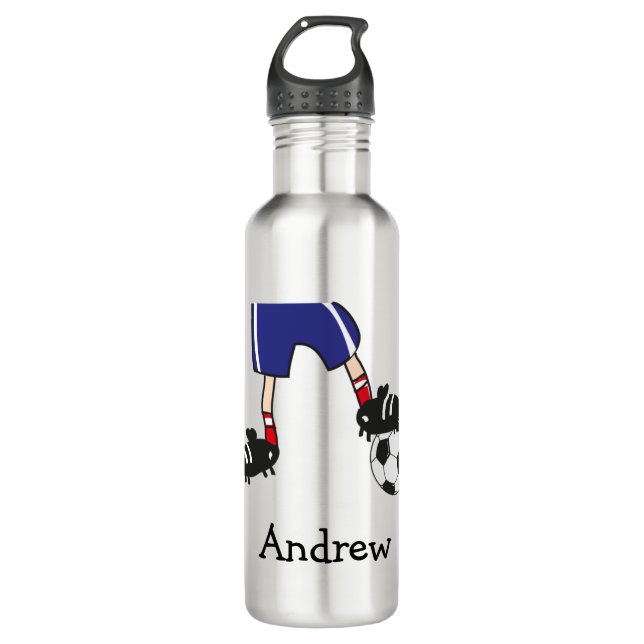 Botella De Agua Personalizado de jugador de fútbol personalizado (Anverso)