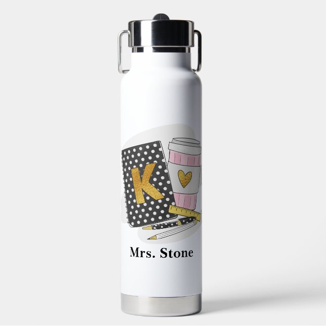 Botella De Agua Personalizado de kindergarten profesora de café pa (Frente)