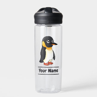 Botella De Agua Personalizado de King Penguin con texto personaliz
