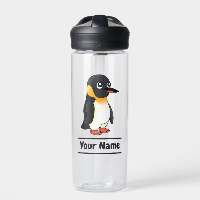 Botella De Agua Personalizado de King Penguin con texto personaliz (Delante)